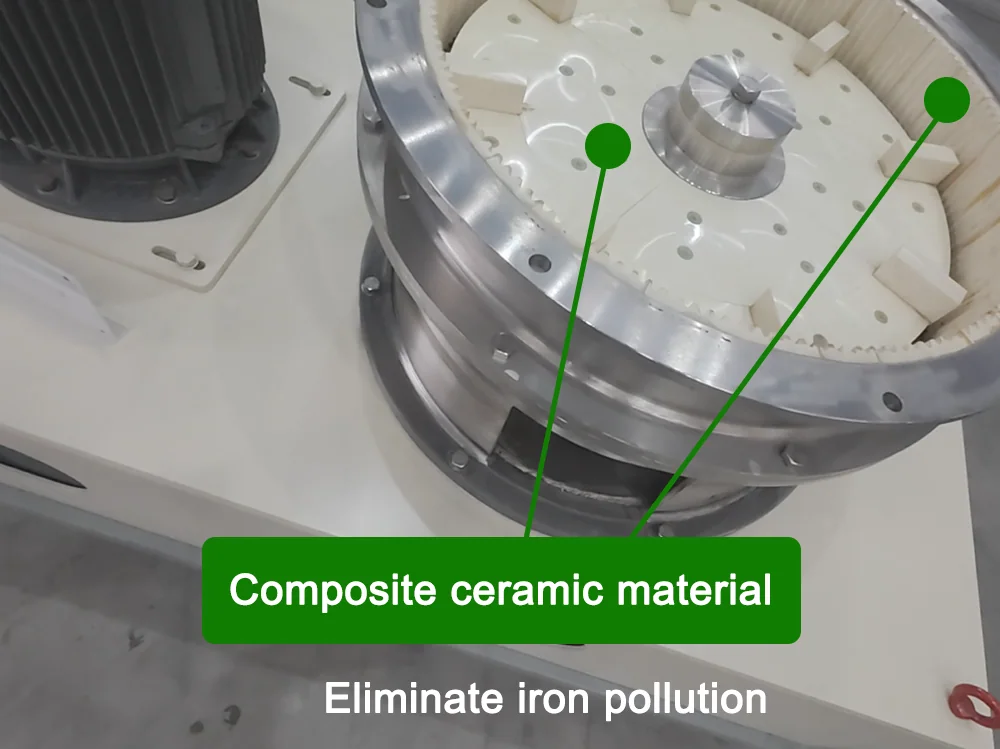 Composite ceramic lining inside Cronus impact grinding mill to reduce iron contamination